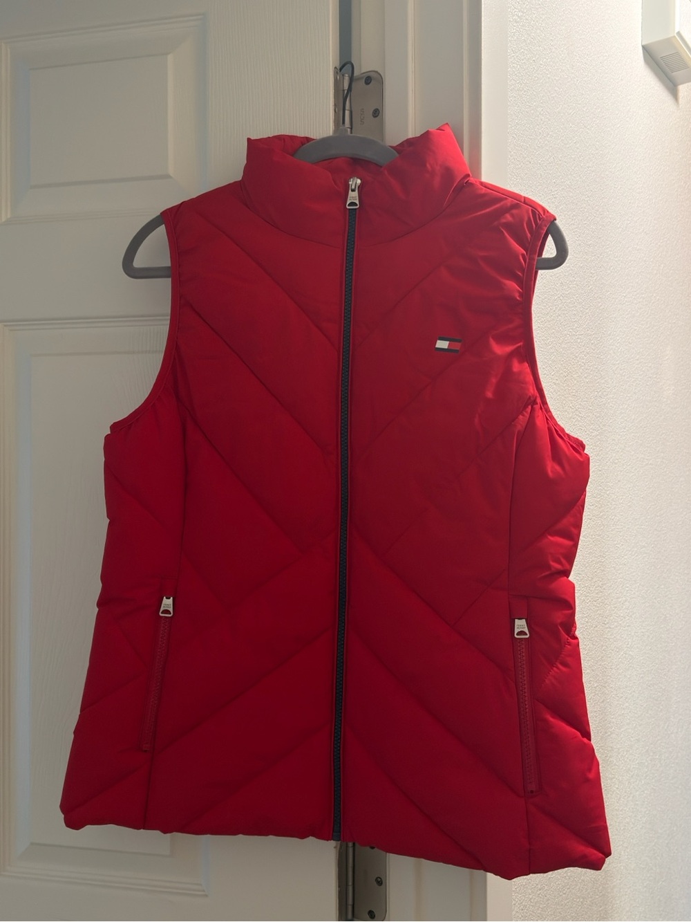 Tommy Hilfiger Red Quilted Sleeveless Puffer Vest